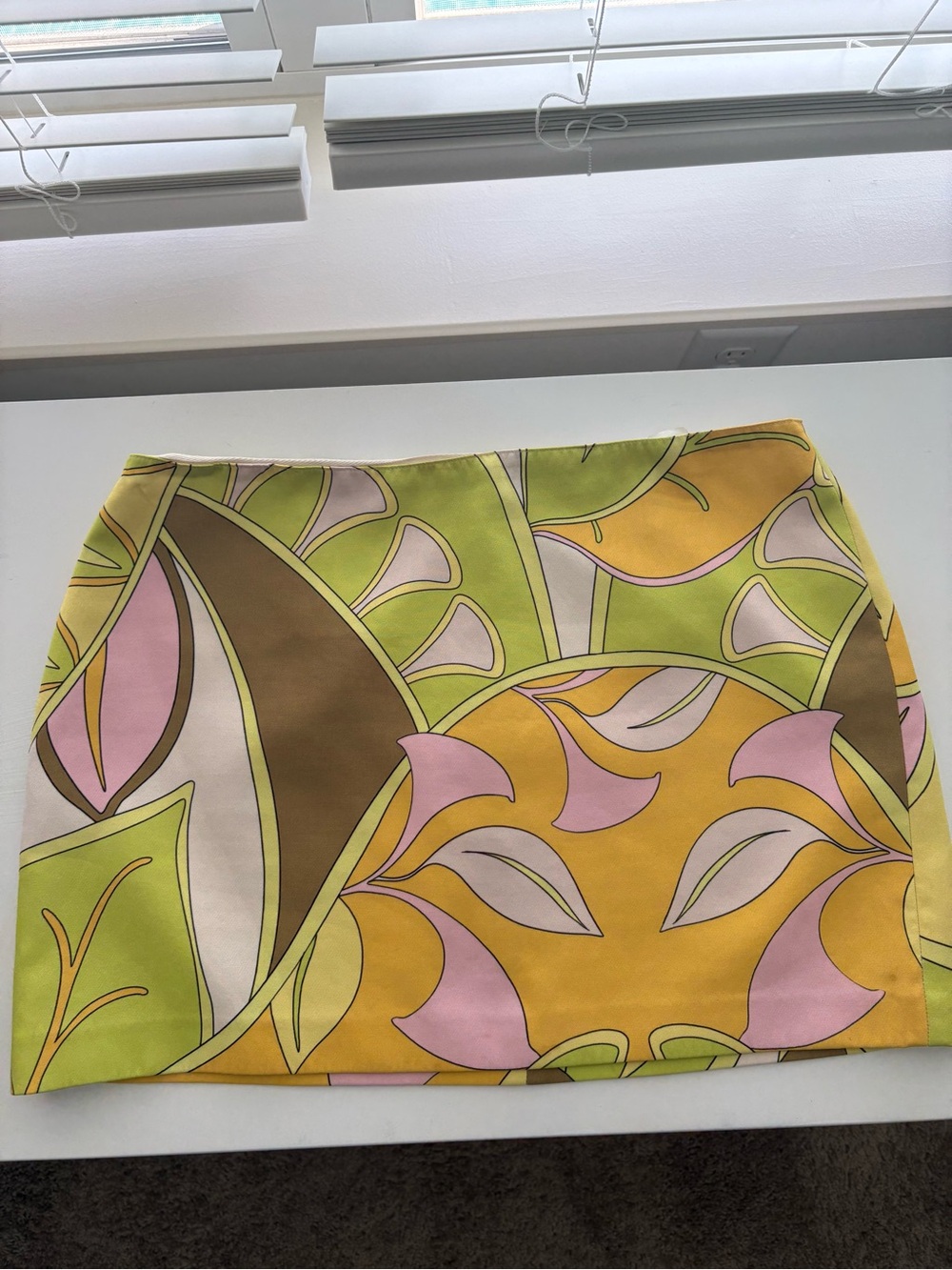 Zara Retro Floral Mini Skirt in Yellow, Pink & Green